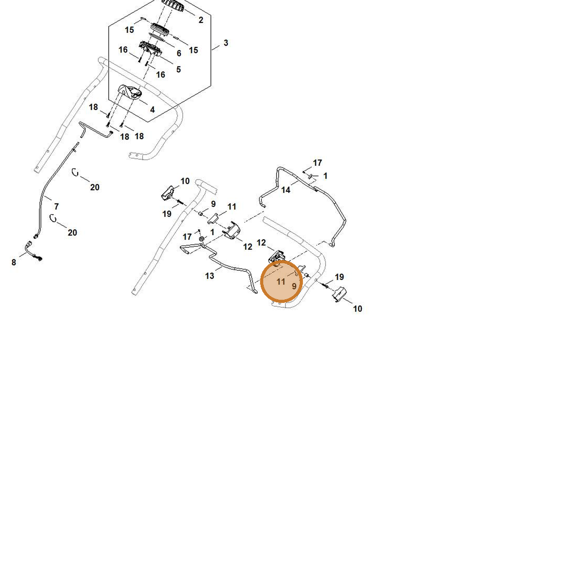 STIHL part 6392-708-0800 — IPL diagram snippet (6x zoom, amber highlight)