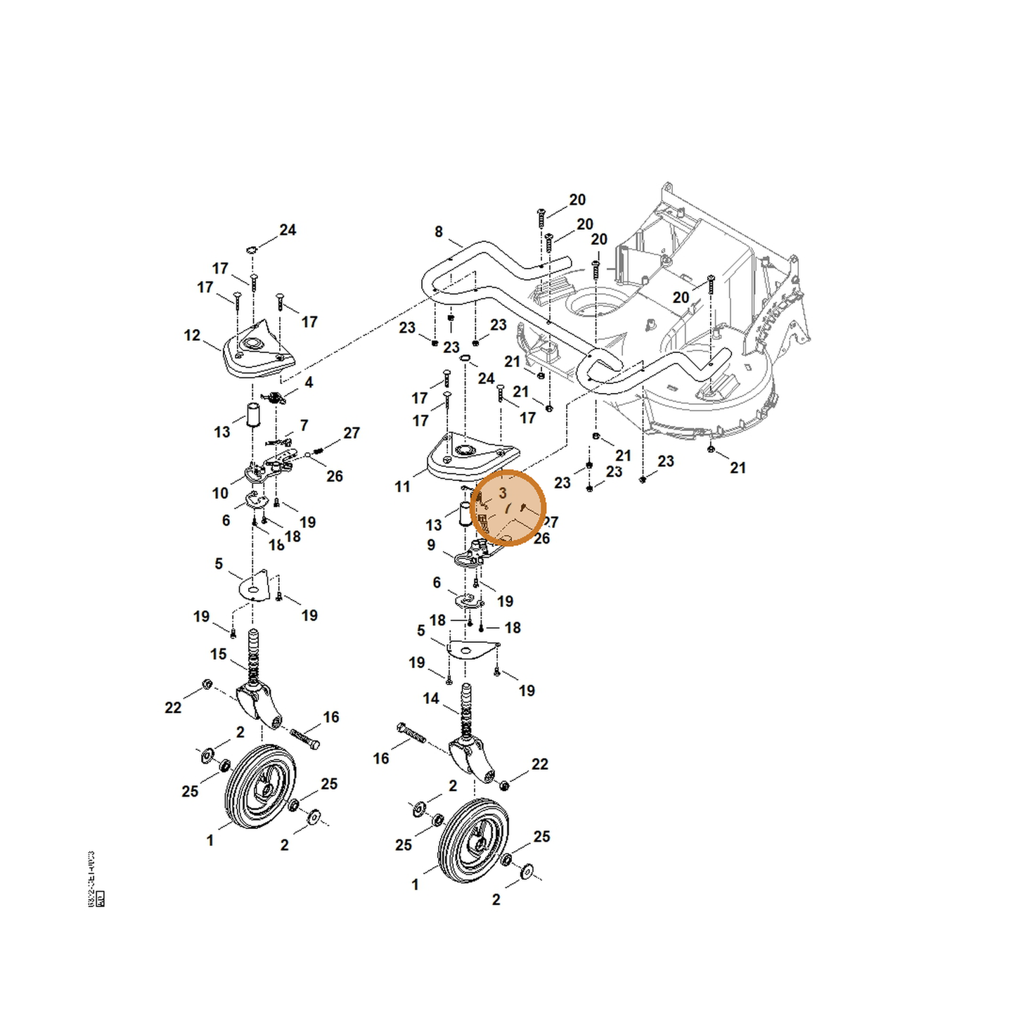 STIHL part 6392-708-0810 — IPL diagram snippet (6x zoom, amber highlight)