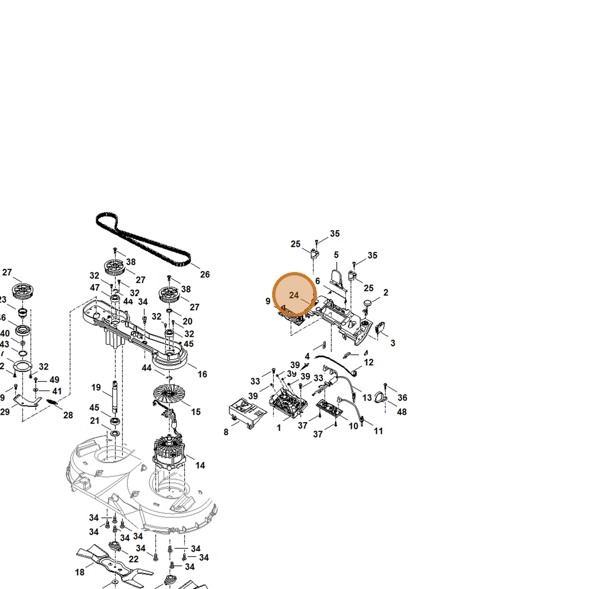 STIHL part 6392-708-1905 — IPL diagram snippet (6x zoom, amber highlight)