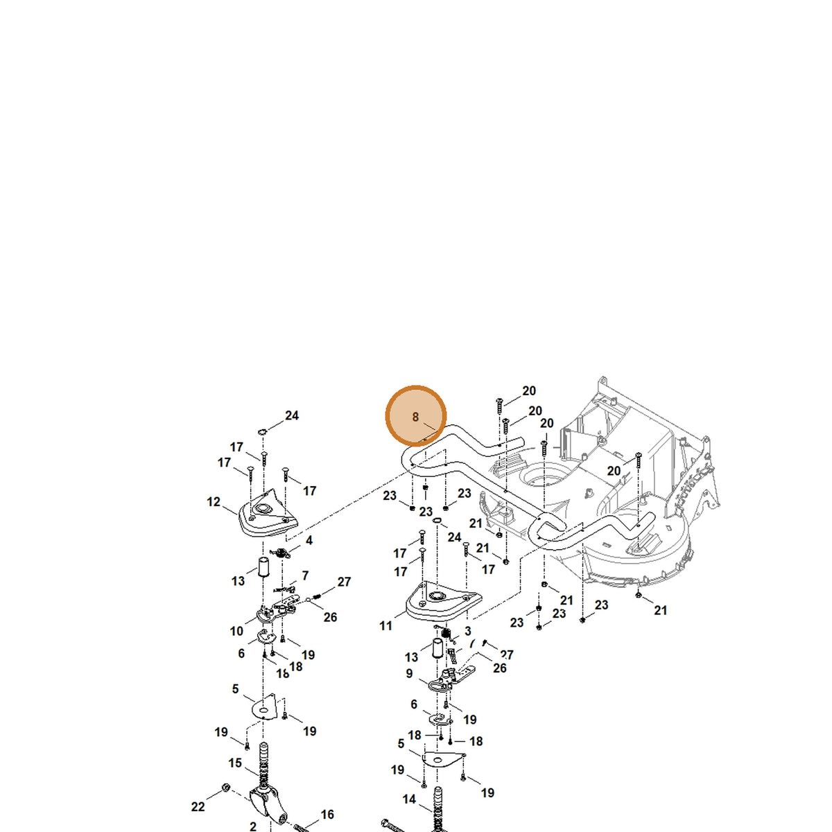 STIHL part 6392-763-0400 — IPL diagram snippet (6x zoom, amber highlight)