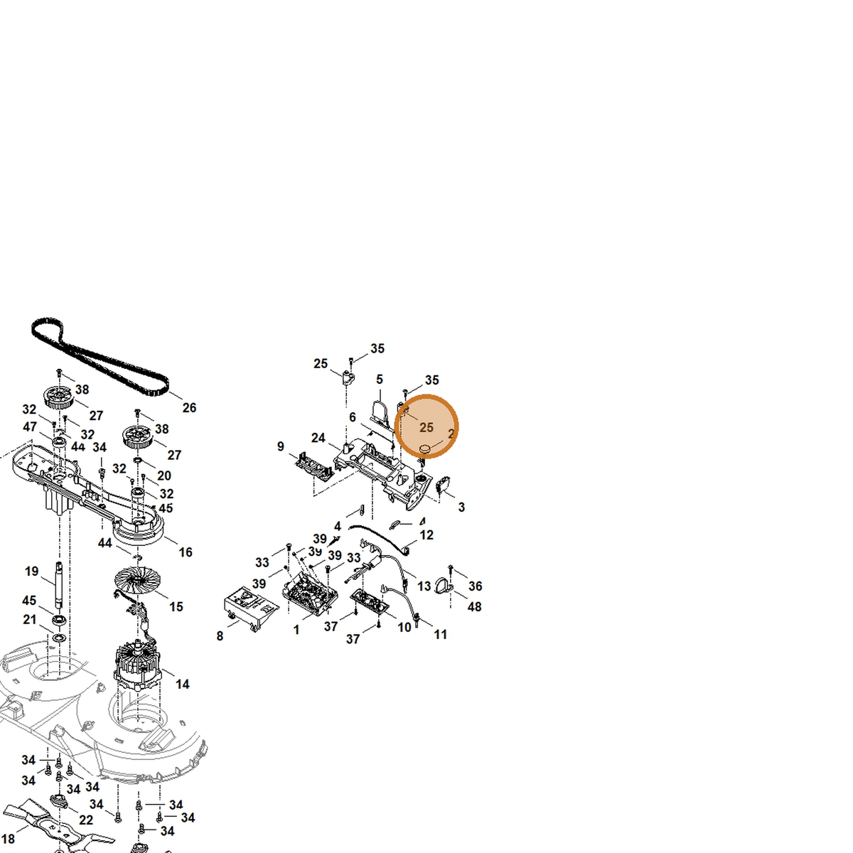 STIHL part 6392-763-2205 — IPL diagram snippet (6x zoom, amber highlight)