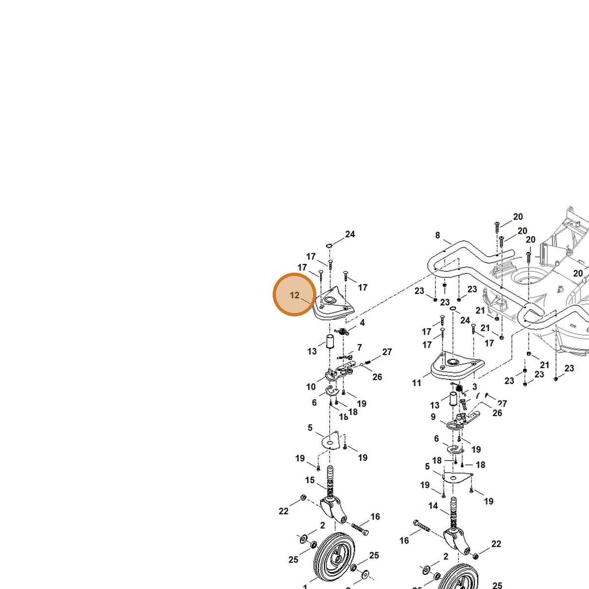 STIHL part 6392-763-4215 — IPL diagram snippet (6x zoom, amber highlight)
