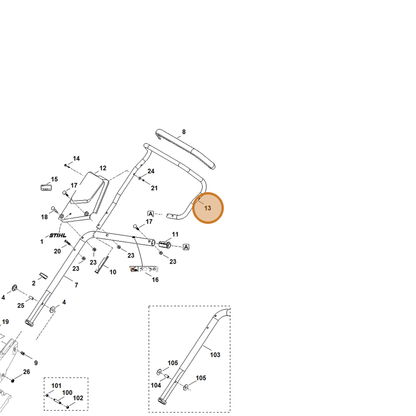 STIHL part 6392-763-5000 — IPL diagram snippet (6x zoom, amber highlight)