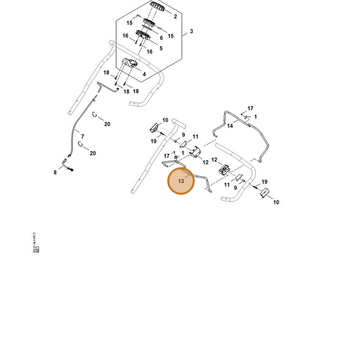 STIHL part 6392-764-0200 — IPL diagram snippet (6x zoom, amber highlight)