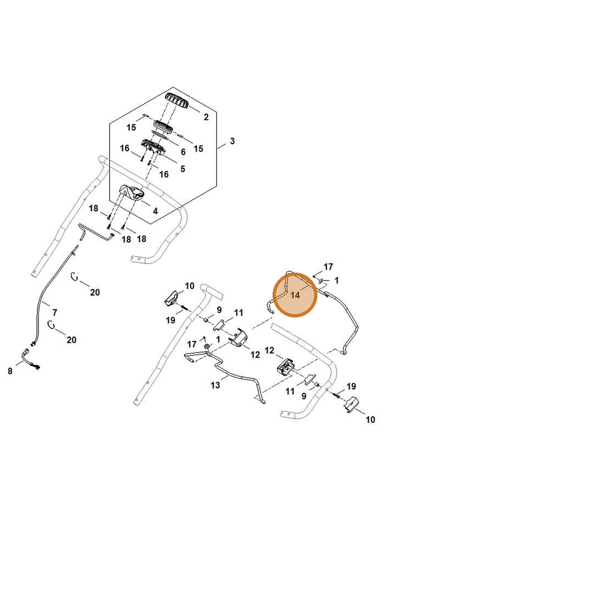 STIHL part 6392-764-0210 — IPL diagram snippet (6x zoom, amber highlight)