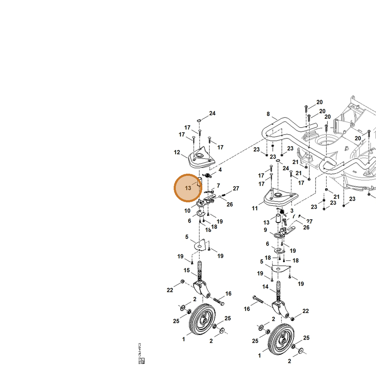 STIHL part 6392-764-2710 — IPL diagram snippet (6x zoom, amber highlight)