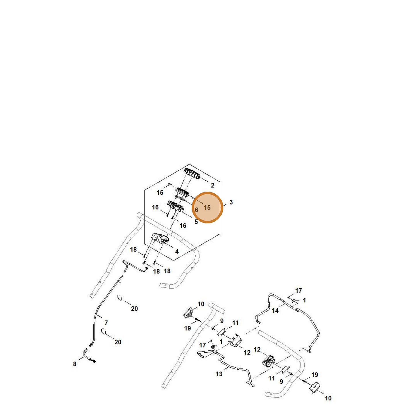 STIHL part 6392-768-0100 — IPL diagram snippet (6x zoom, amber highlight)