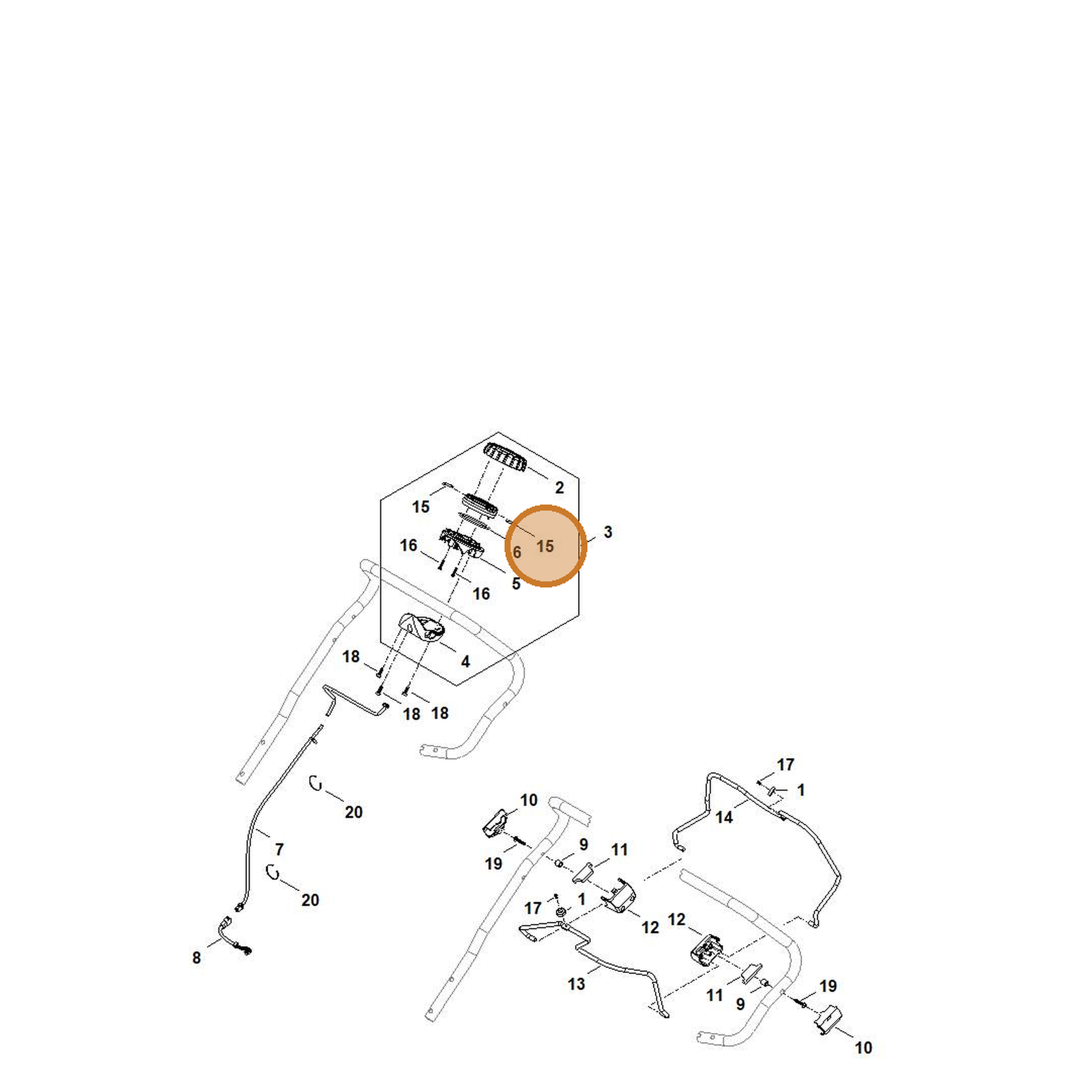 STIHL part 6392-768-0100 — IPL diagram snippet (6x zoom, amber highlight)