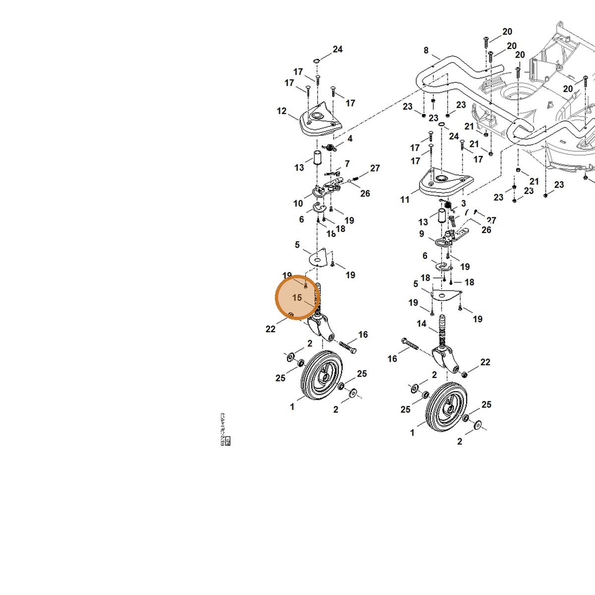 STIHL part 6392-780-2105 — IPL diagram snippet (6x zoom, amber highlight)