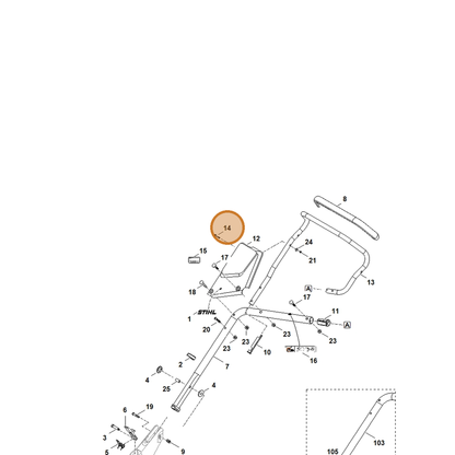 STIHL part 6392-951-0800 — IPL diagram snippet (6x zoom, amber highlight)