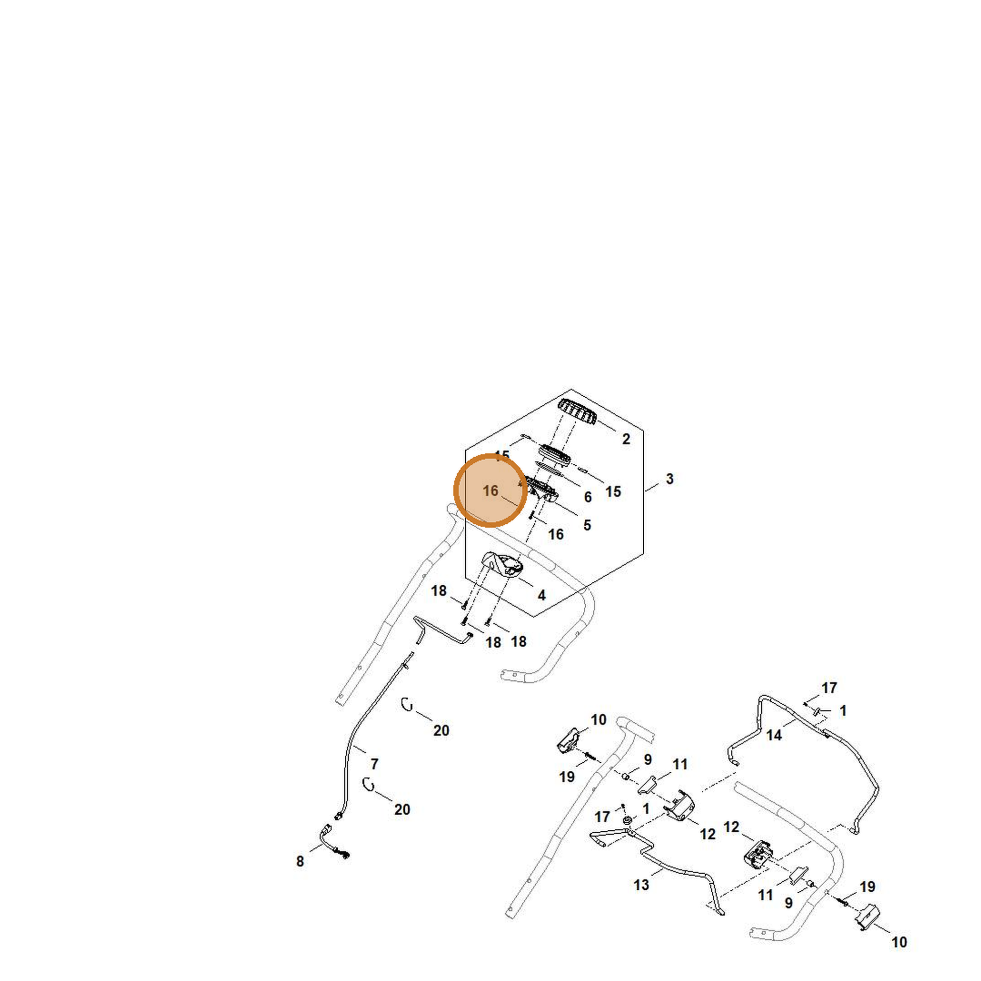 STIHL part 6392-951-3500 — IPL diagram snippet (6x zoom, amber highlight)