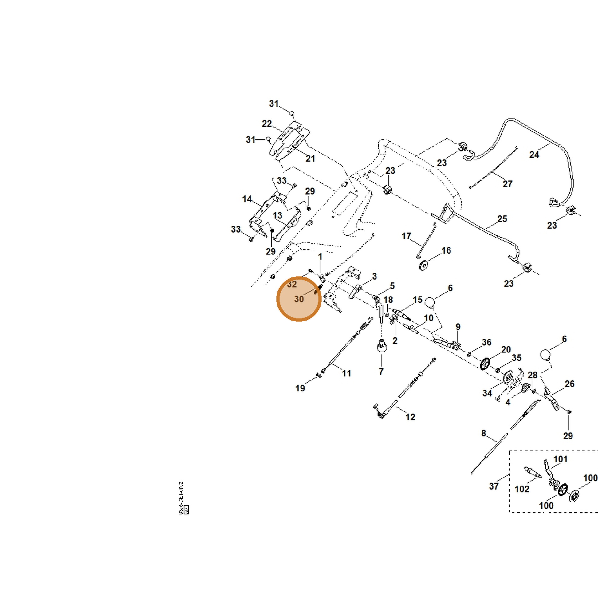 STIHL part 6395-764-1600 — IPL diagram snippet (6x zoom, amber highlight)