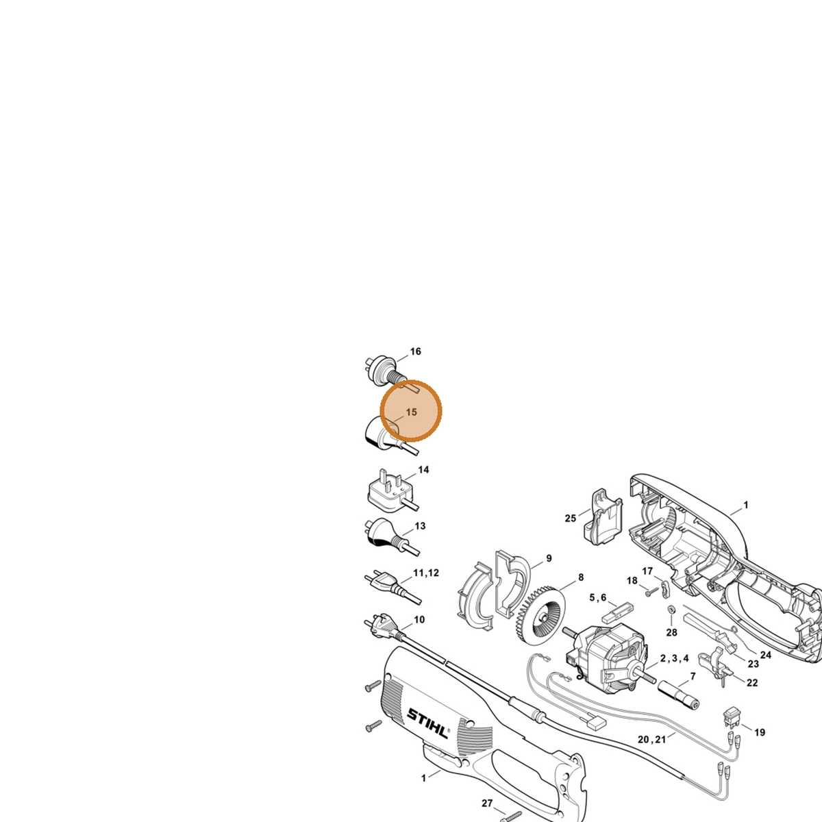 STIHL part 6440-440-2000 — IPL diagram snippet (6x zoom, amber highlight)
