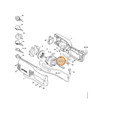 STIHL part 6440-600-0210 — IPL diagram snippet (6x zoom, amber highlight)