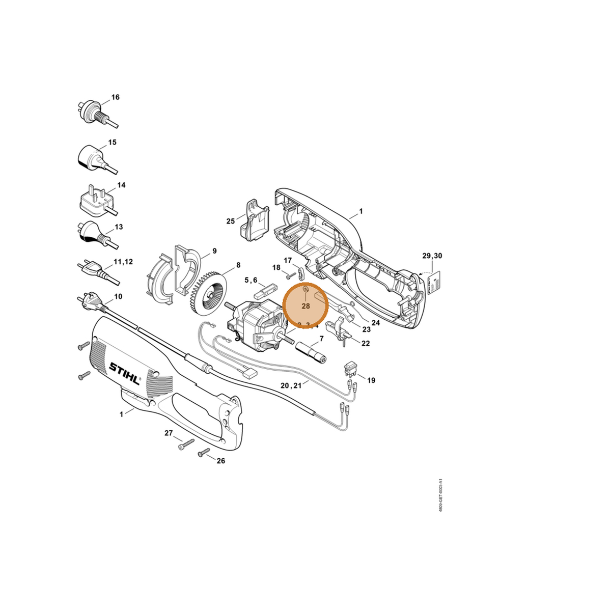 STIHL part 6440-716-5500 — IPL diagram snippet (6x zoom, amber highlight)