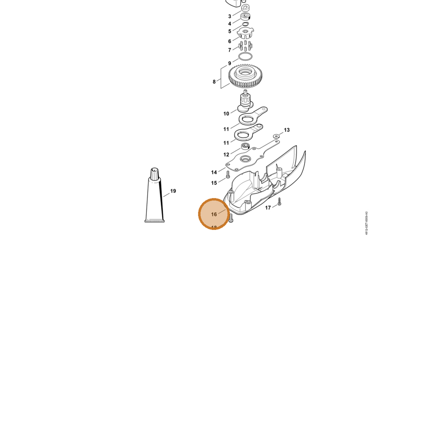 STIHL part 6460-602-0411 — IPL diagram snippet (6x zoom, amber highlight)