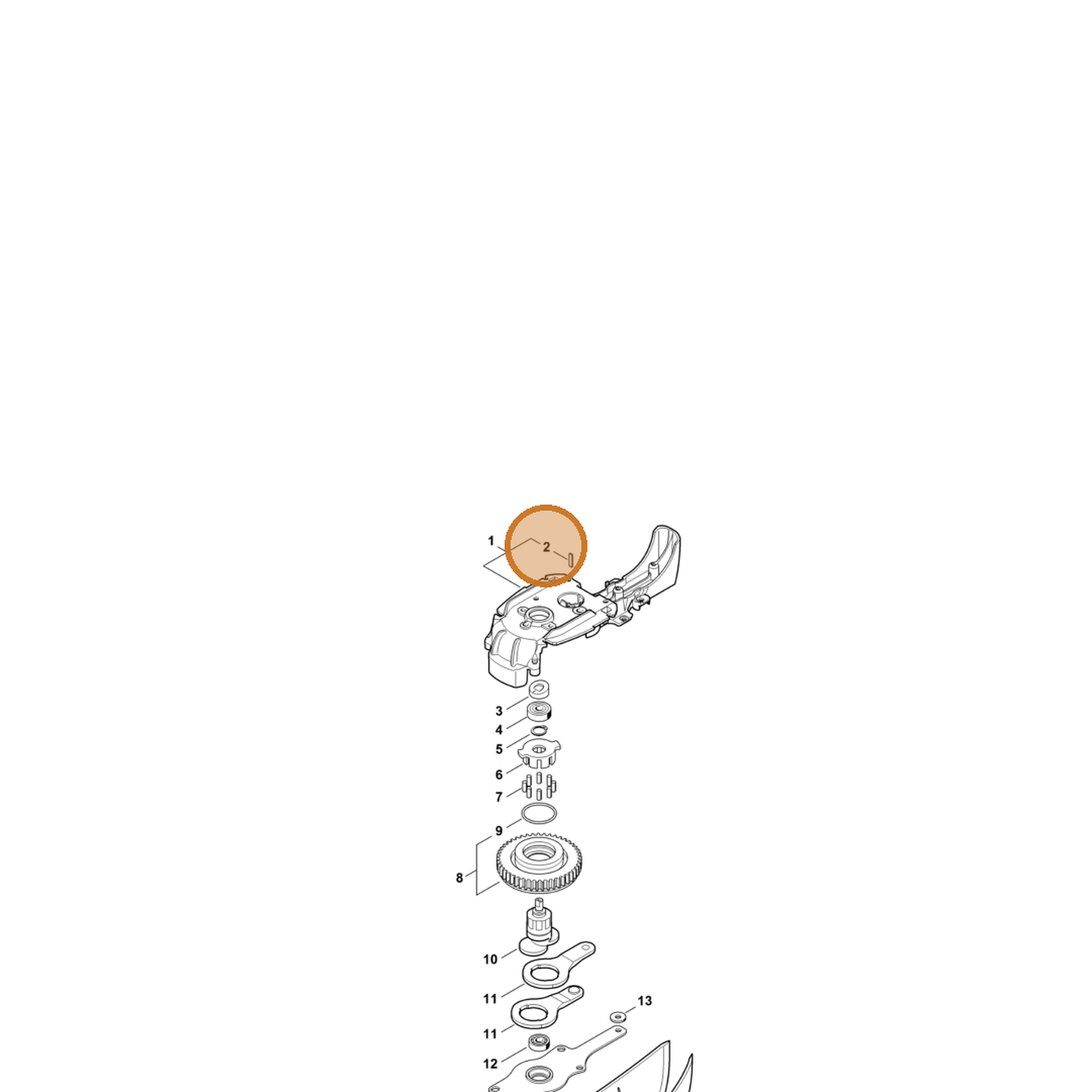 STIHL part 6460-642-5100 — IPL diagram snippet (6x zoom, amber highlight)