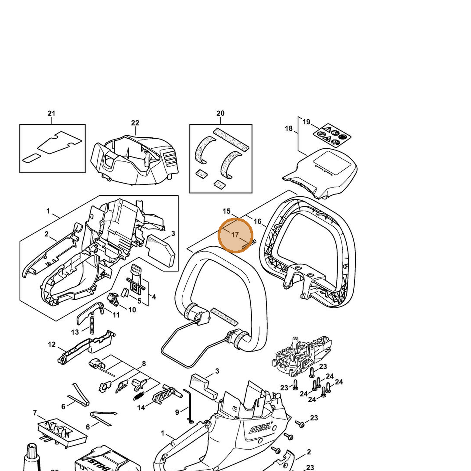 STIHL part 6460-716-2400 — IPL diagram snippet (6x zoom, amber highlight)