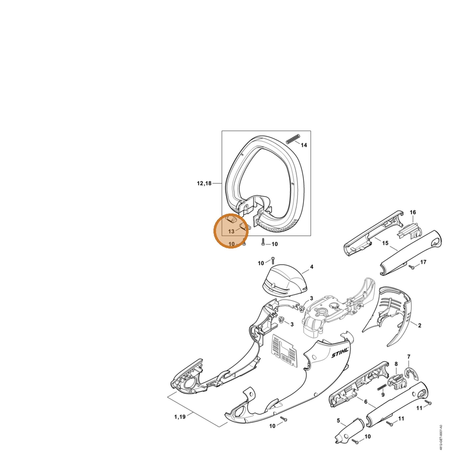 STIHL part 6460-791-6000 — IPL diagram snippet (6x zoom, amber highlight)