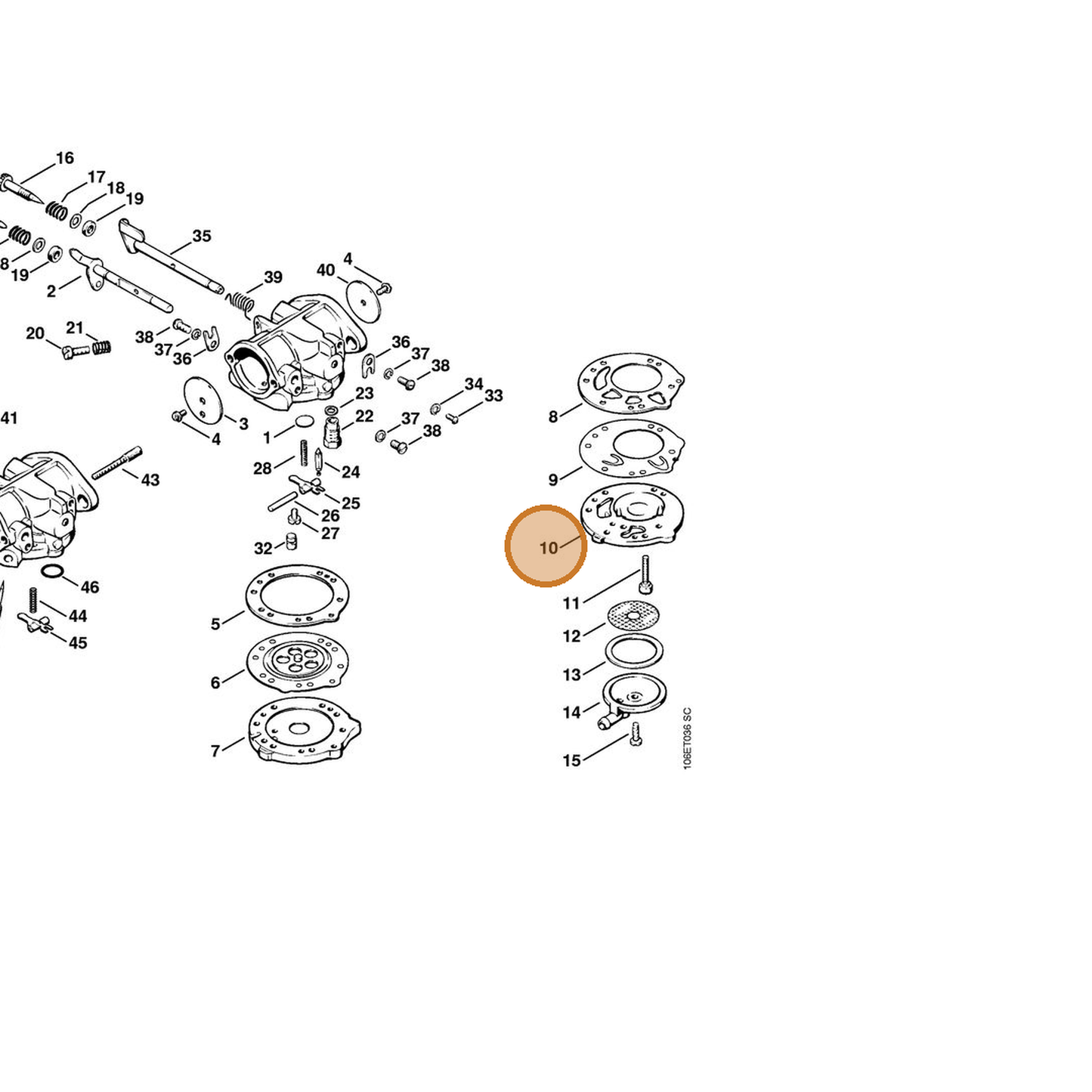 STIHL part 6503-121-0400 — IPL diagram snippet (6x zoom, amber highlight)
