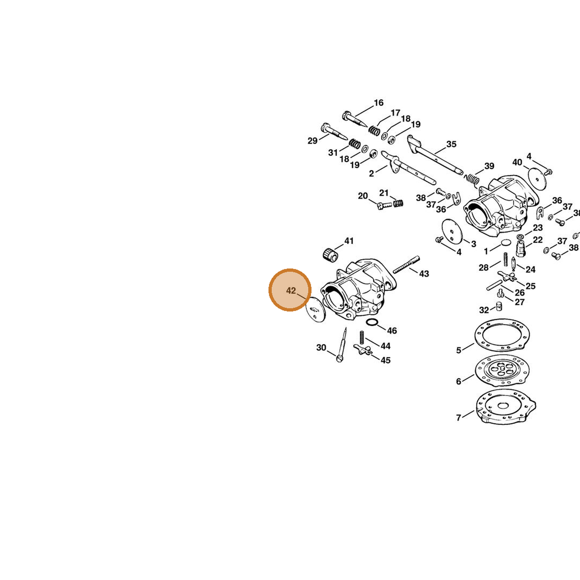 STIHL part 6503-121-2910 — IPL diagram snippet (6x zoom, amber highlight)