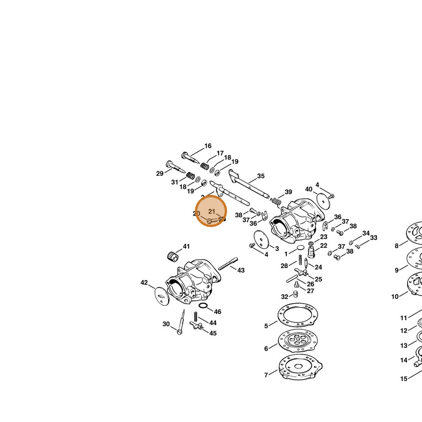 STIHL part 6503-122-3020 — IPL diagram snippet (6x zoom, amber highlight)