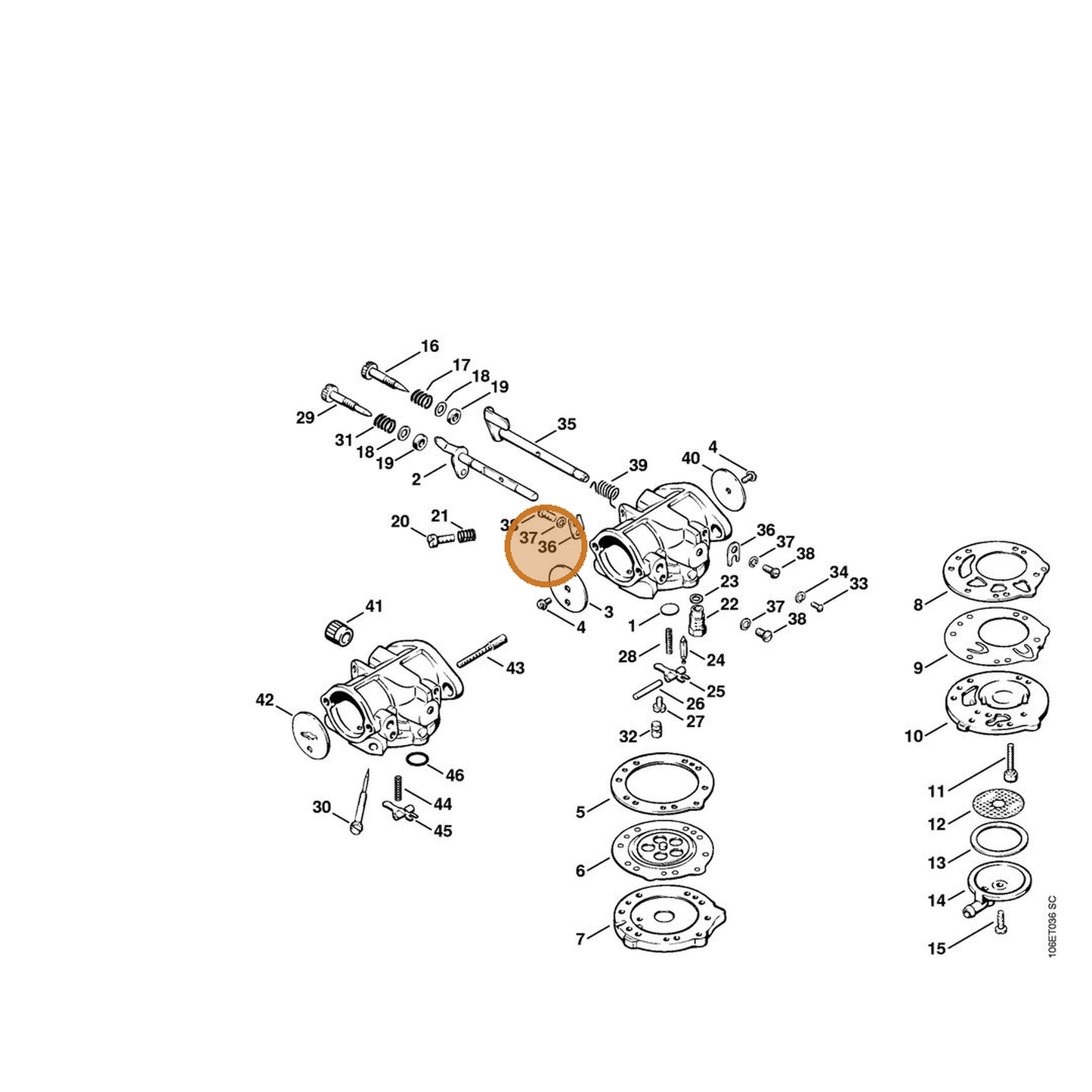 STIHL part 6503-122-9300 — IPL diagram snippet (6x zoom, amber highlight)