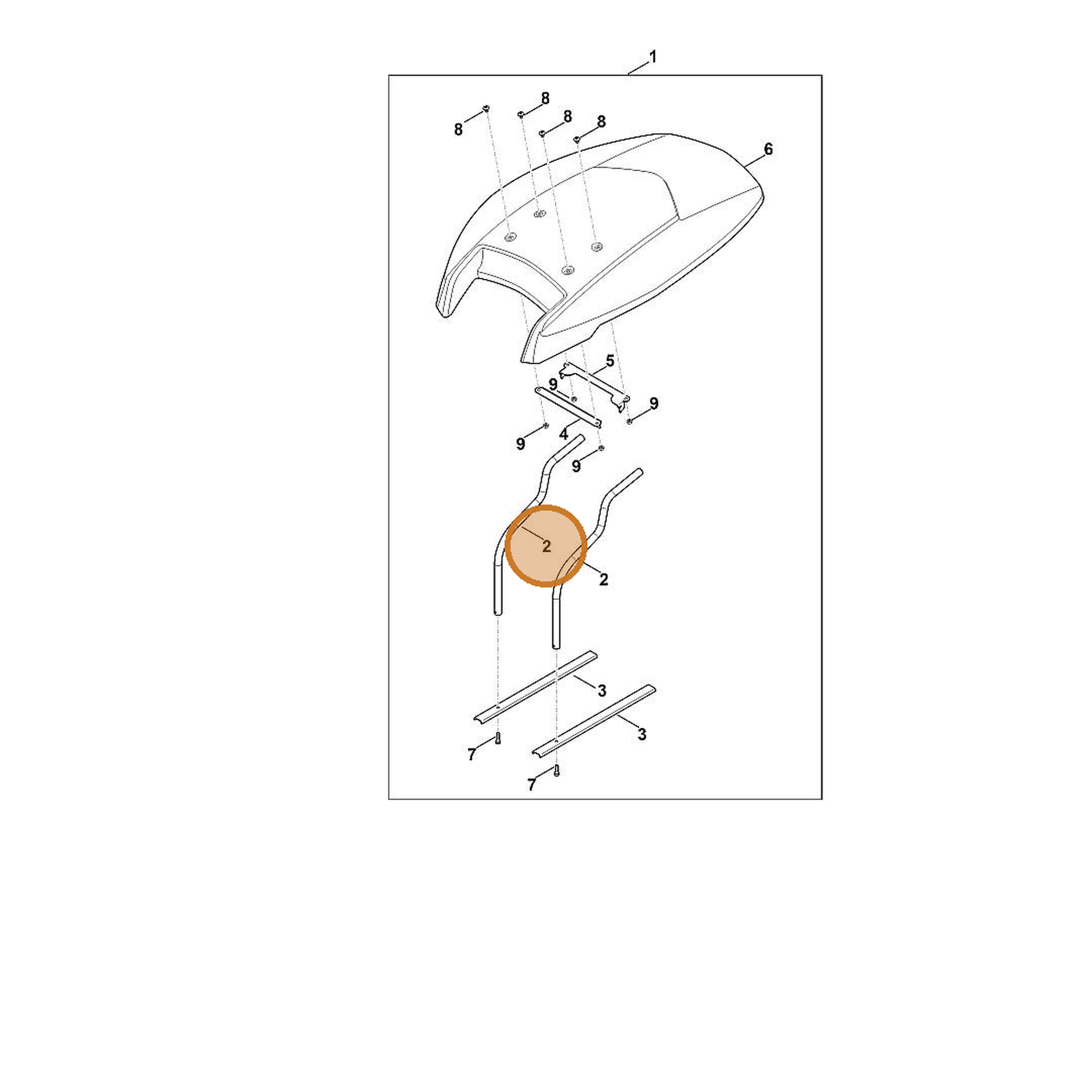 STIHL part 6909-700-7410 — IPL diagram snippet (6x zoom, amber highlight)