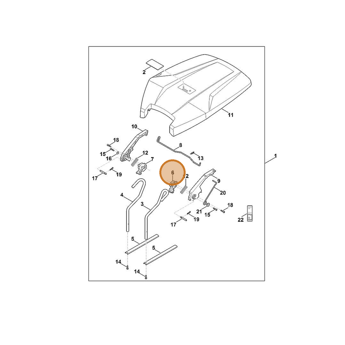 STIHL part 6909-706-1400 — IPL diagram snippet (6x zoom, amber highlight)