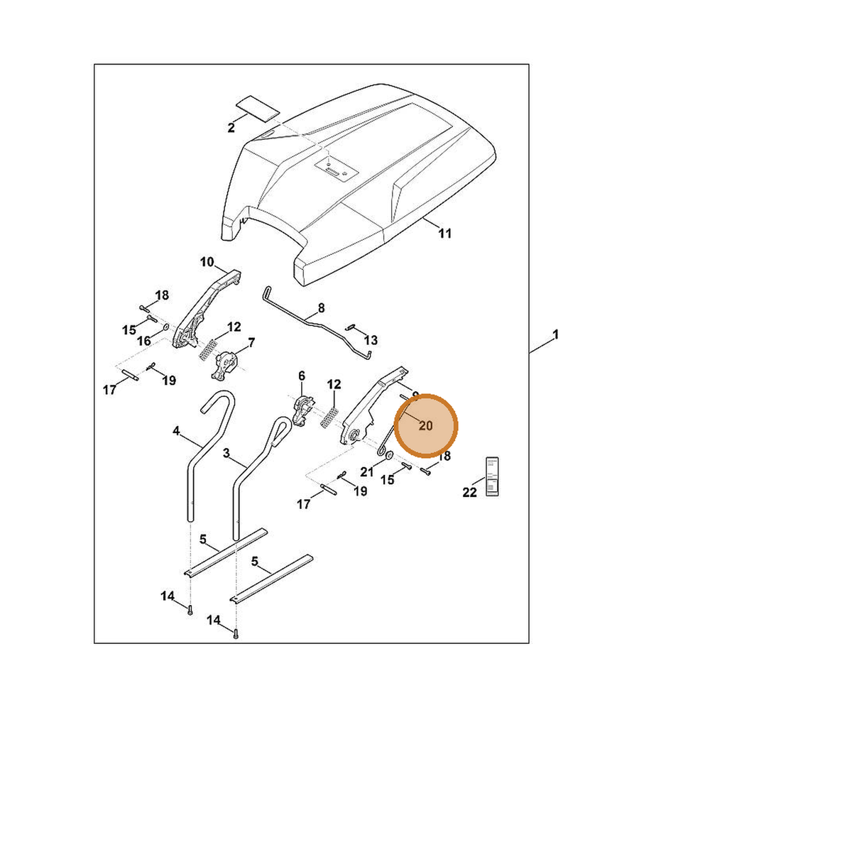 STIHL part 6909-708-2201 — IPL diagram snippet (6x zoom, amber highlight)