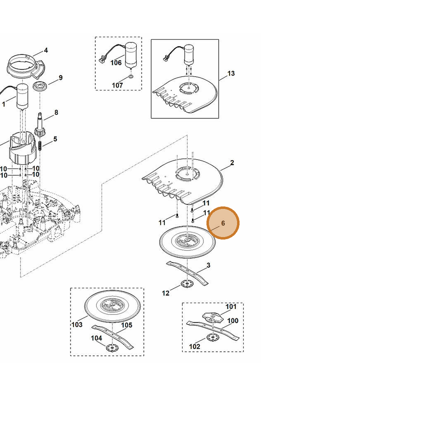 STIHL part 6909-760-9700 — IPL diagram snippet (6x zoom, amber highlight)