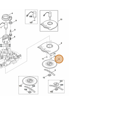 STIHL part 6909-760-9700 — IPL diagram snippet (6x zoom, amber highlight)