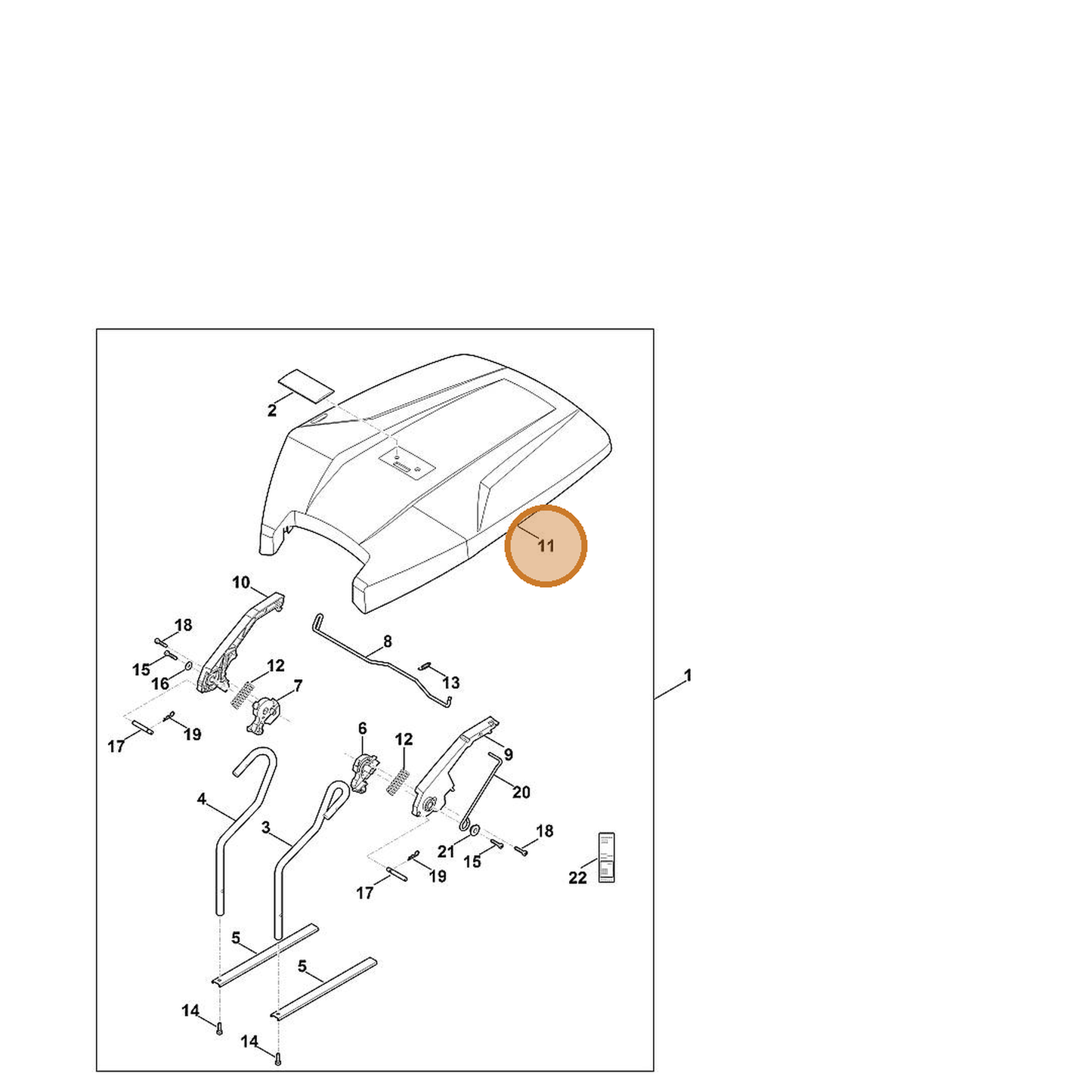STIHL part 6909-780-9100 — IPL diagram snippet (6x zoom, amber highlight)