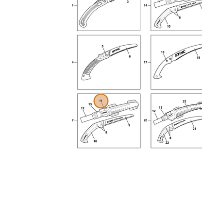 STIHL part 7010-871-0161 — IPL diagram snippet (6x zoom, amber highlight)