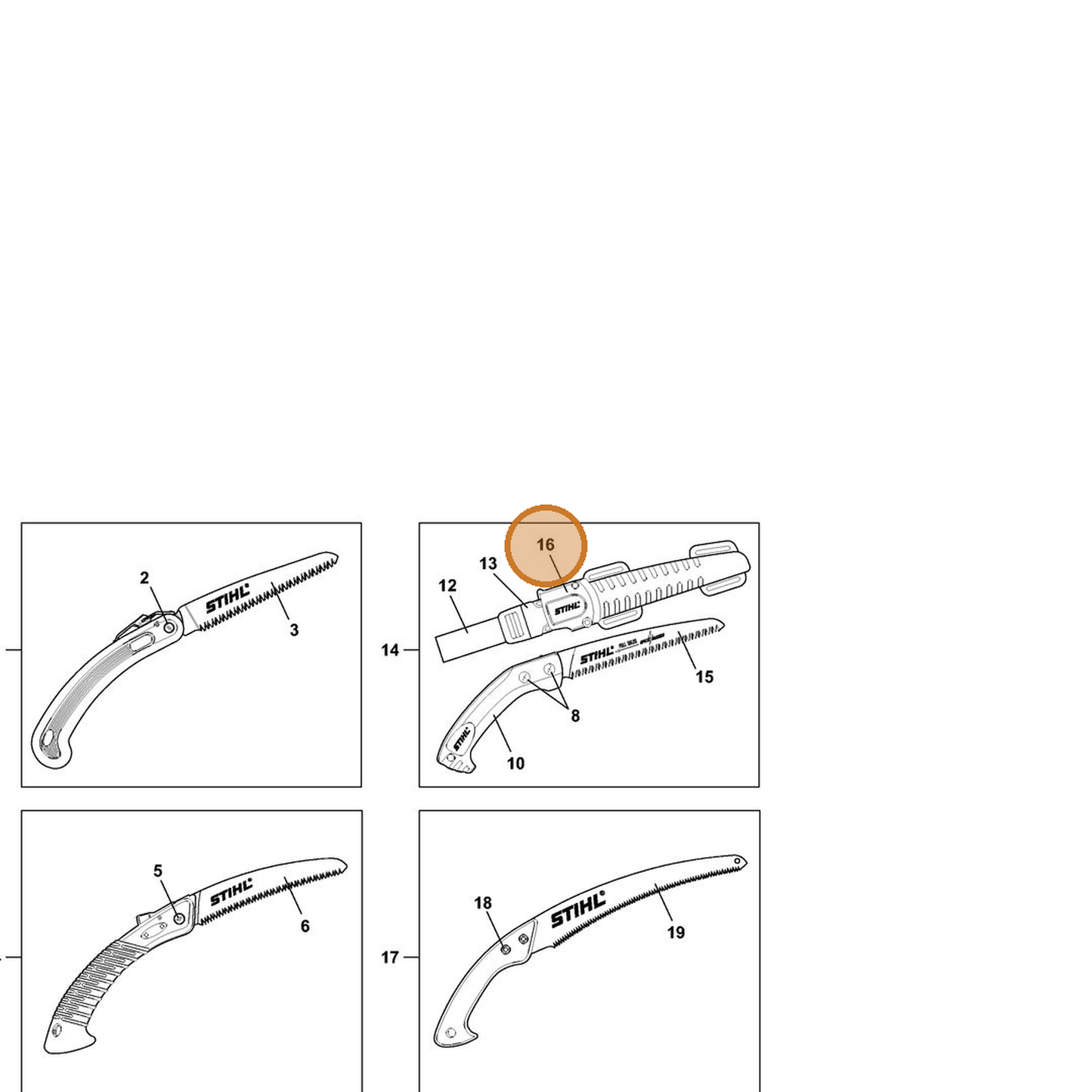 STIHL part 7010-871-0162 — IPL diagram snippet (6x zoom, amber highlight)