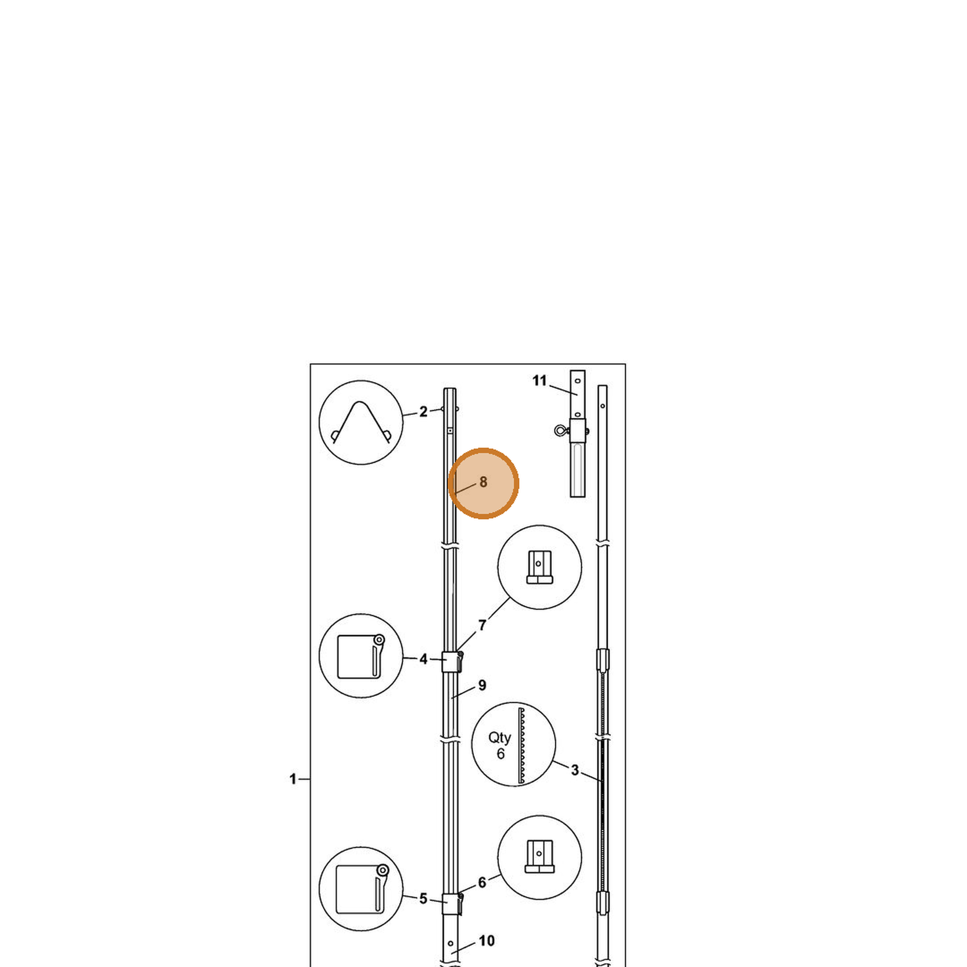 STIHL part 7010-871-0169 — IPL diagram snippet (6x zoom, amber highlight)