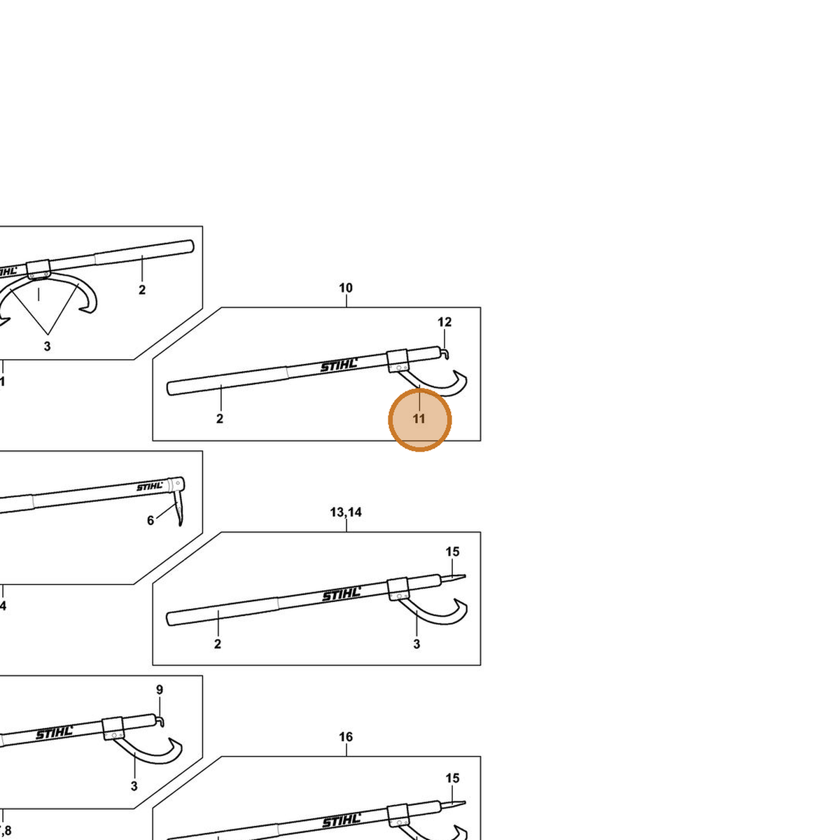 STIHL part 7010-871-0218 — IPL diagram snippet (6x zoom, amber highlight)