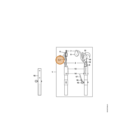 STIHL part 7010-871-0258 — IPL diagram snippet (6x zoom, amber highlight)