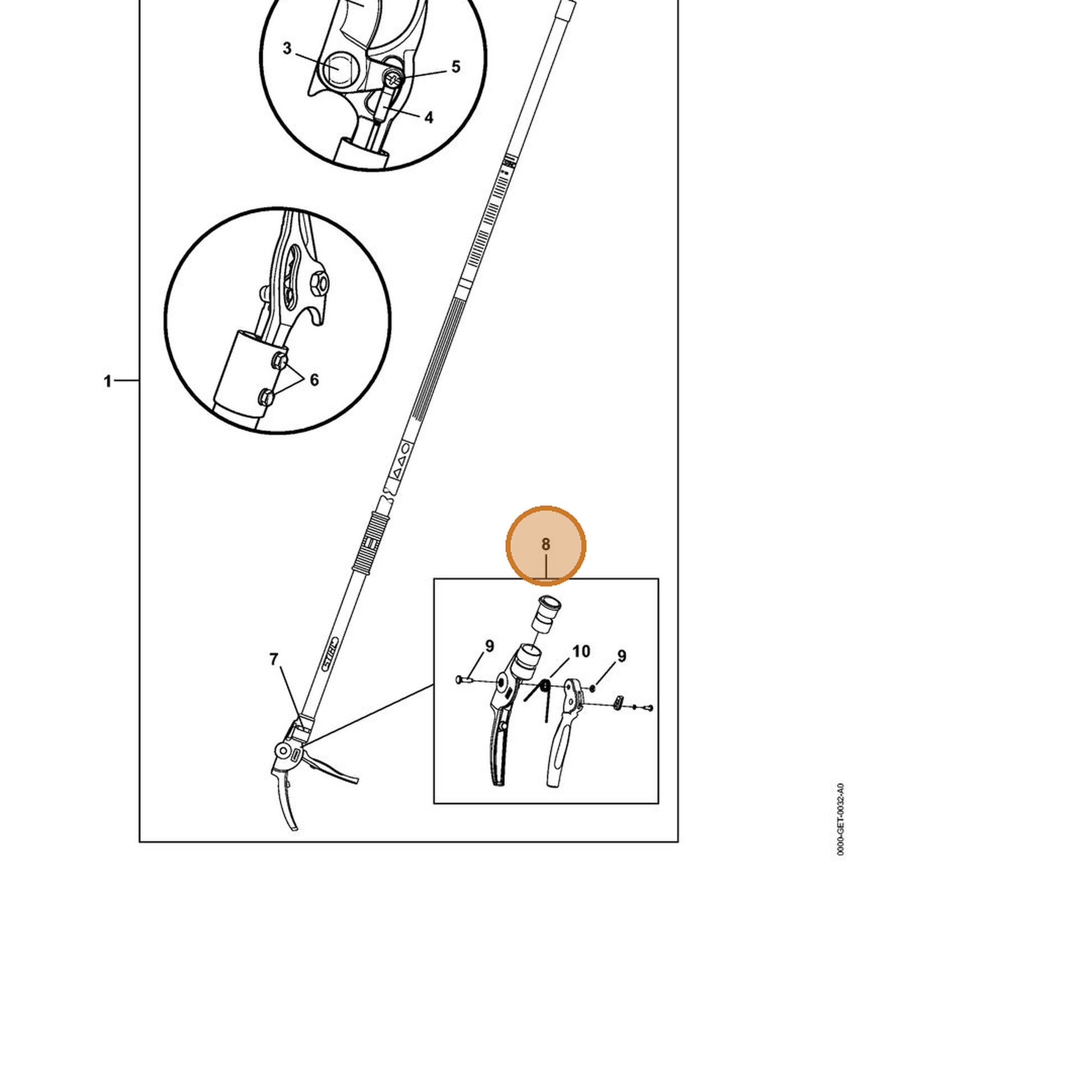 STIHL part 7010-871-0410 — IPL diagram snippet (6x zoom, amber highlight)