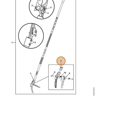 STIHL part 7010-871-0410 — IPL diagram snippet (6x zoom, amber highlight)