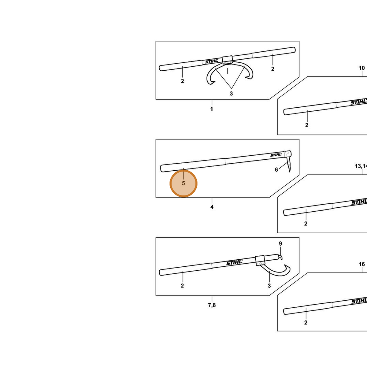 STIHL part 7010-881-2500 — IPL diagram snippet (6x zoom, amber highlight)