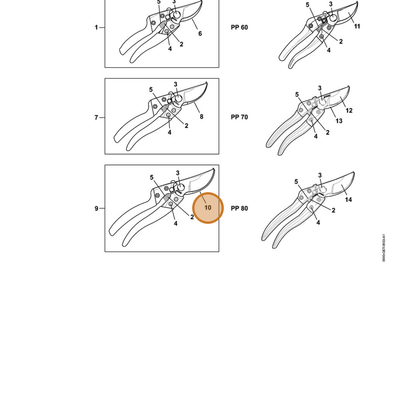 STIHL part 7010-881-3607 — IPL diagram snippet (6x zoom, amber highlight)