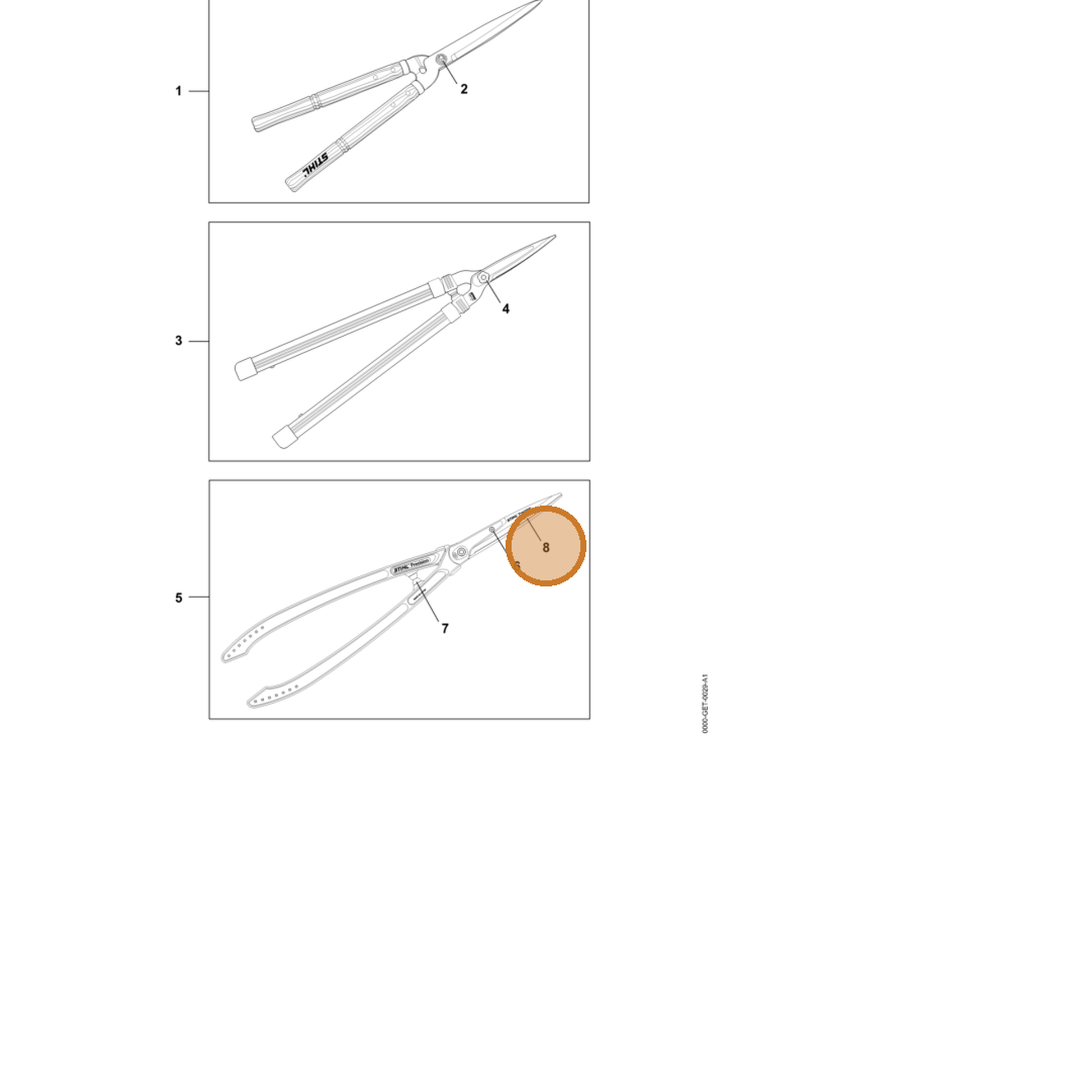 STIHL part 7010-881-3611 — IPL diagram snippet (6x zoom, amber highlight)