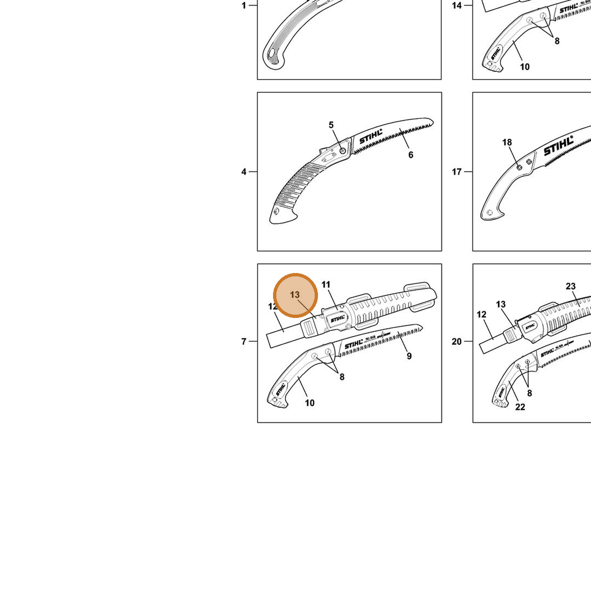 STIHL part 7010-881-4105 — IPL diagram snippet (6x zoom, amber highlight)