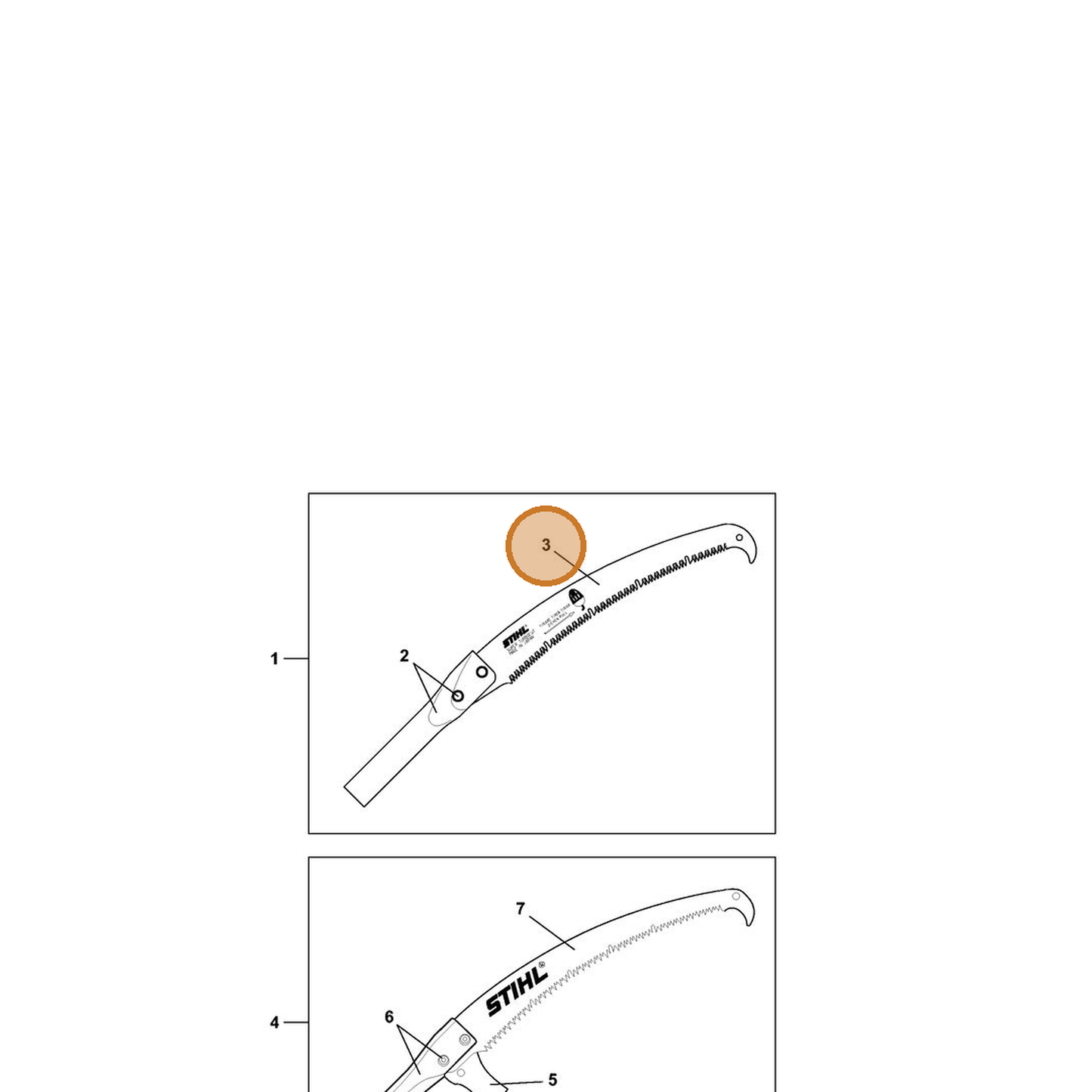 STIHL part 7010-881-9005 — IPL diagram snippet (6x zoom, amber highlight)