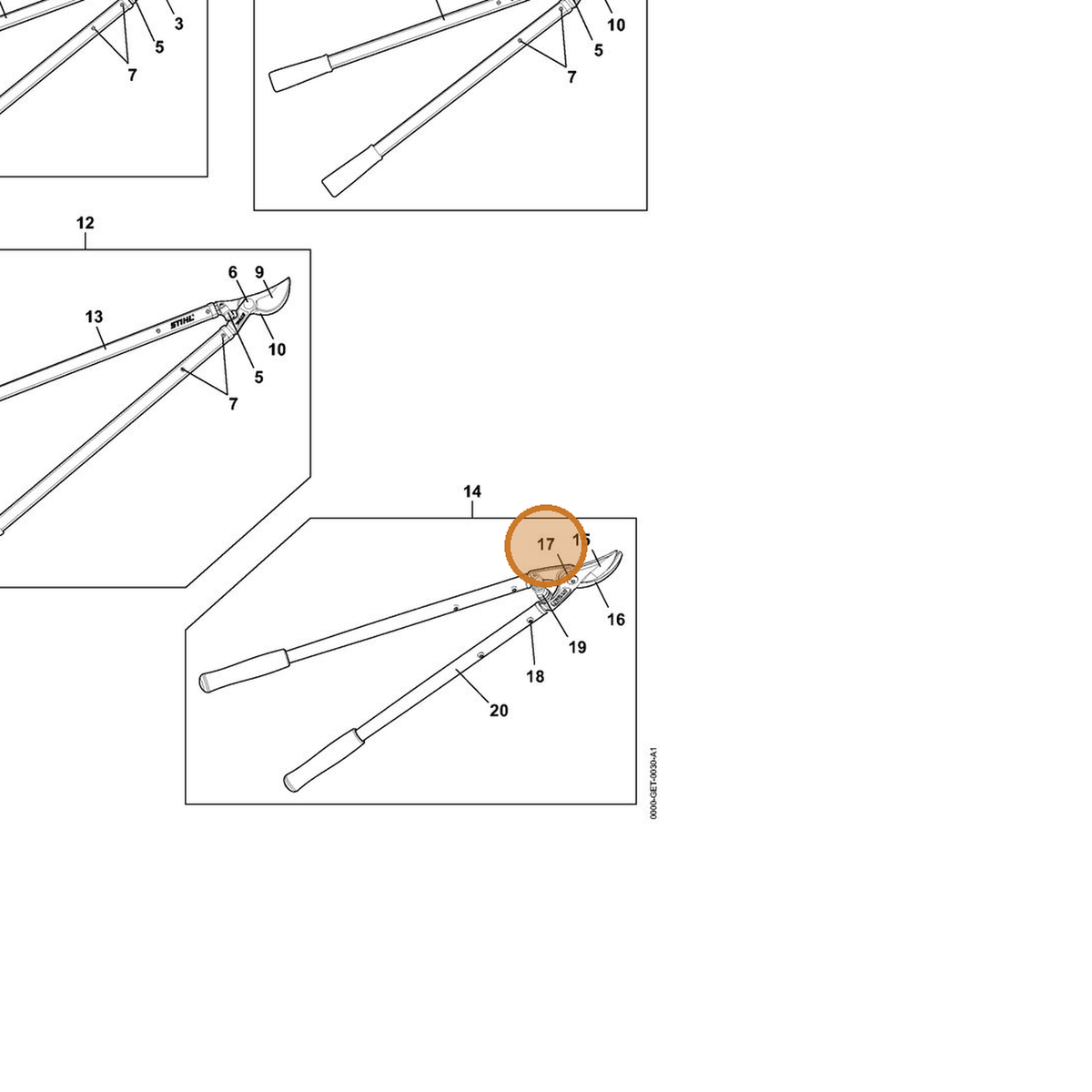STIHL part 7010-881-9902 — IPL diagram snippet (6x zoom, amber highlight)