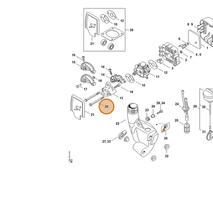 STIHL part 9007-319-1135 — IPL diagram snippet (6x zoom, amber highlight)