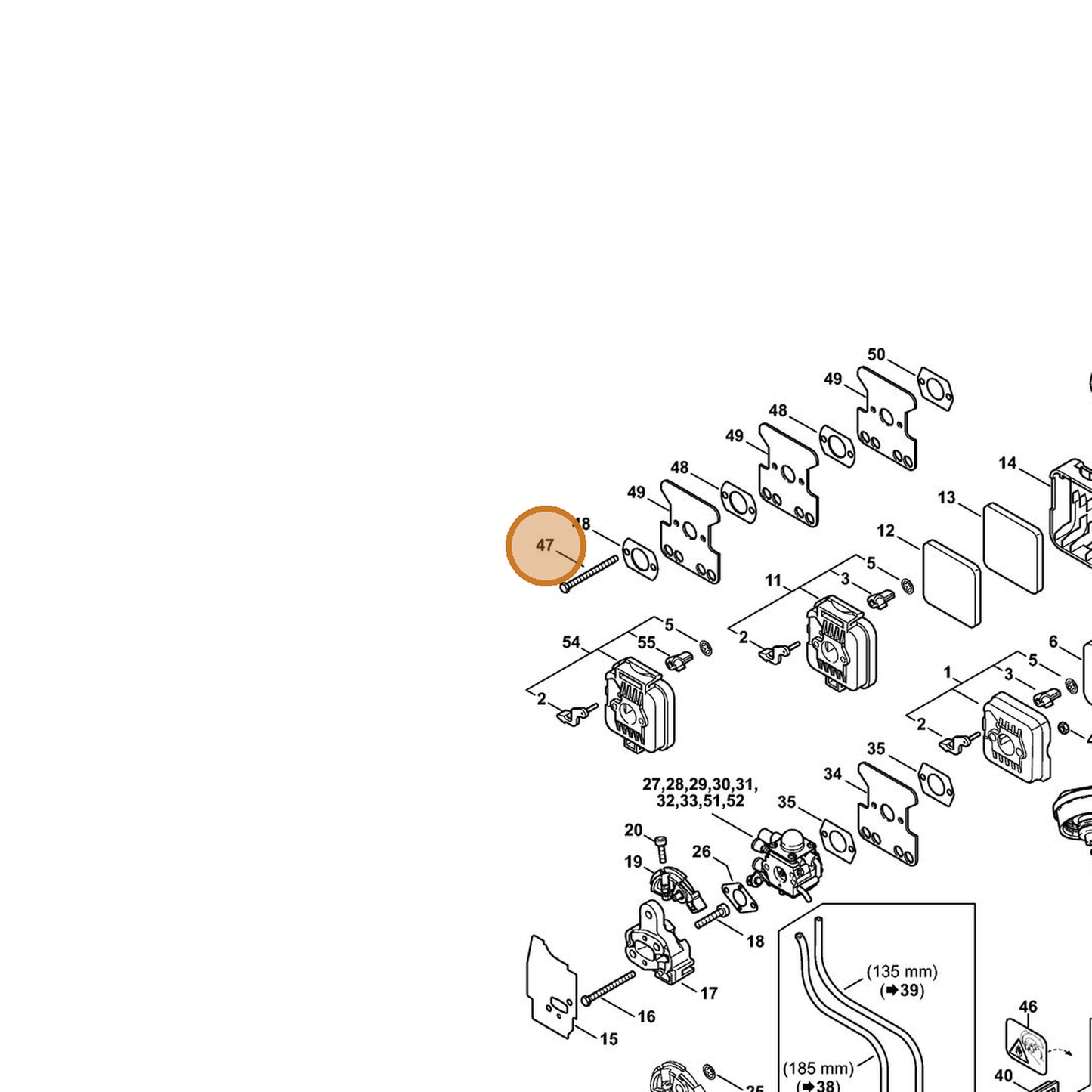 STIHL part 9007-319-1137 — IPL diagram snippet (6x zoom, amber highlight)