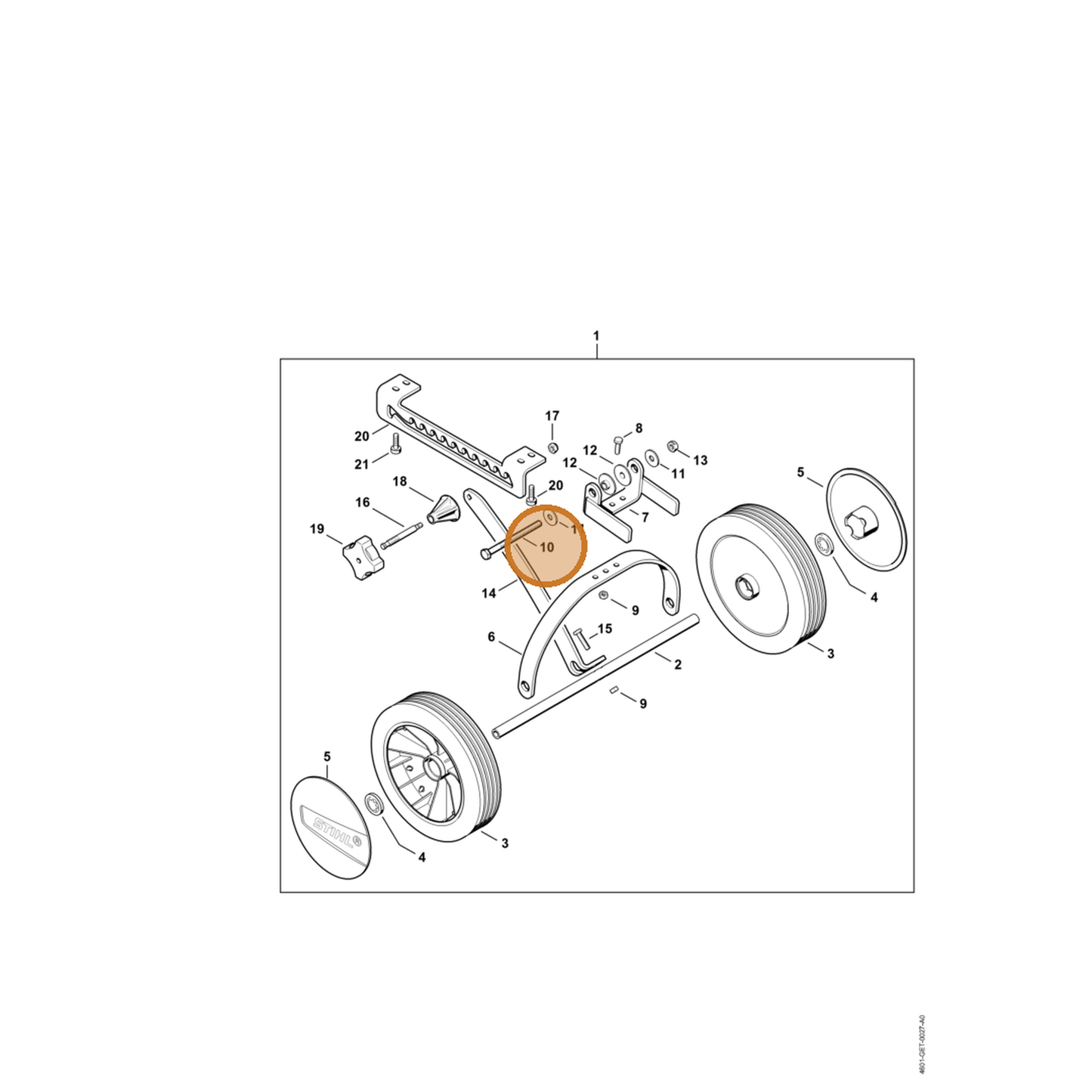 STIHL part 9007-319-2040 — IPL diagram snippet (6x zoom, amber highlight)
