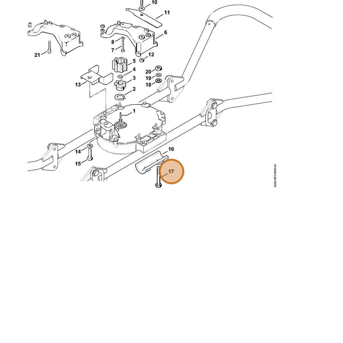 STIHL part 9007-319-2510 — IPL diagram snippet (6x zoom, amber highlight)